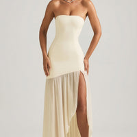 « Harmonie » — Robe Longue Bustier Asymétrique Sirène, Ivoire