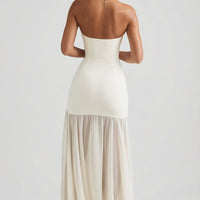 « Harmonie » — Robe Longue Bustier Asymétrique Sirène, Ivoire