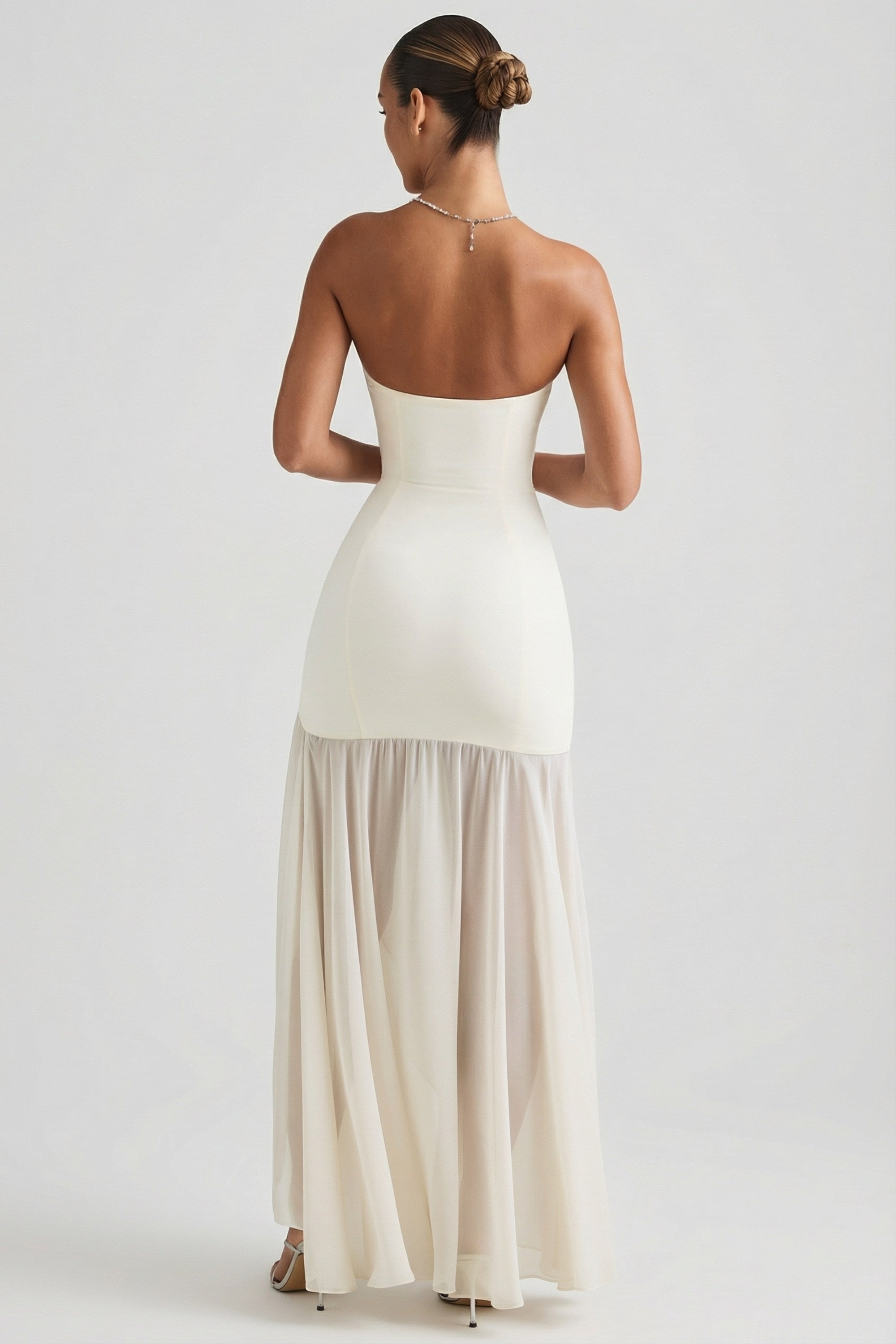 « Harmonie » — Robe Longue Bustier Asymétrique Sirène, Ivoire