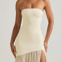 « Harmonie » — Robe Longue Bustier Asymétrique Sirène, Ivoire