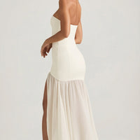« Harmonie » — Robe Longue Bustier Asymétrique Sirène, Ivoire