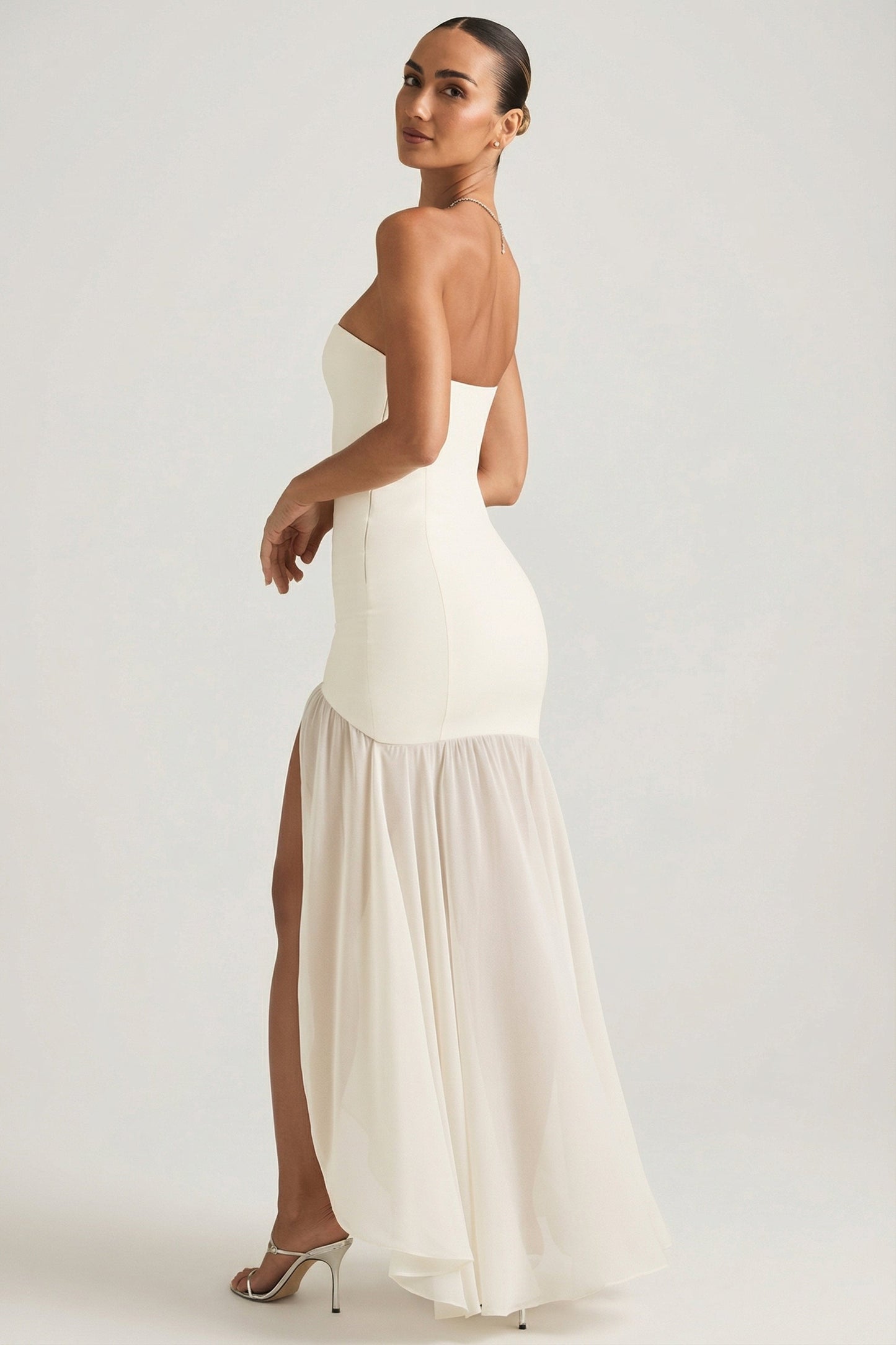 « Harmonie » — Robe Longue Bustier Asymétrique Sirène, Ivoire