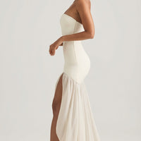 « Harmonie » — Robe Longue Bustier Asymétrique Sirène, Ivoire