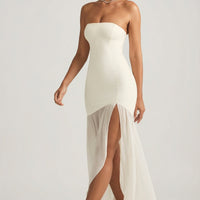 « Harmonie » — Robe Longue Bustier Asymétrique Sirène, Ivoire
