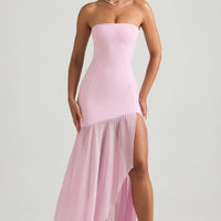 « Harmonie » — Robe Longue Bustier Asymétrique Sirène, Rose Tendre
