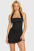 « Étoile » — Robe Mini Corset Dentelle Pailletée, Noir