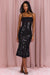 « Sirène Noire » — Robe Midi Bordée de Dentelle, Noir