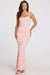 « Opale » — Robe Longue Sculptante Perlée, Rose Ombré