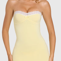 « Douceur » — Robe Midi Dentelle Modal, Beurre