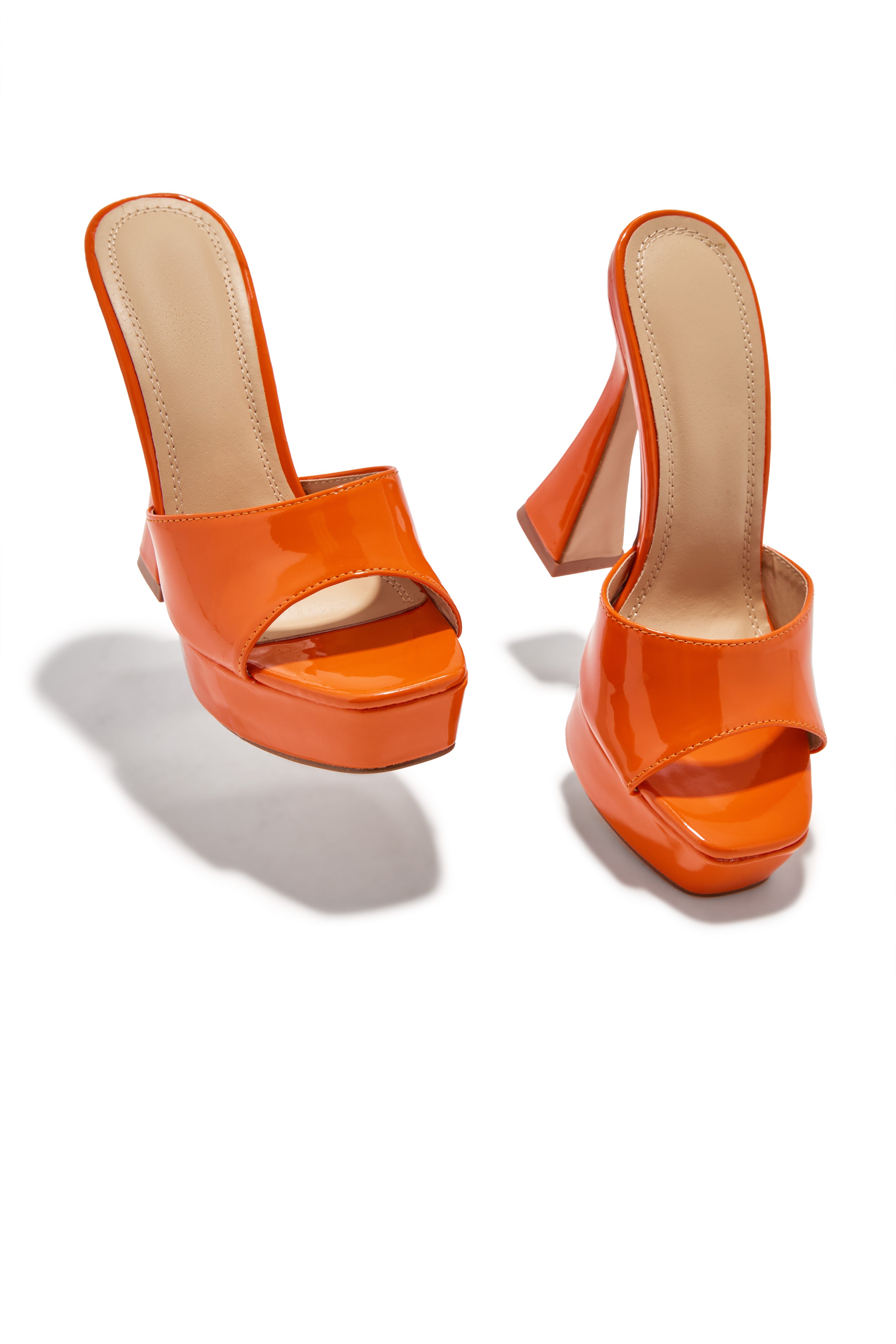 « Audace » — Mules Peep-Toe à Plateforme Chunky, Orange