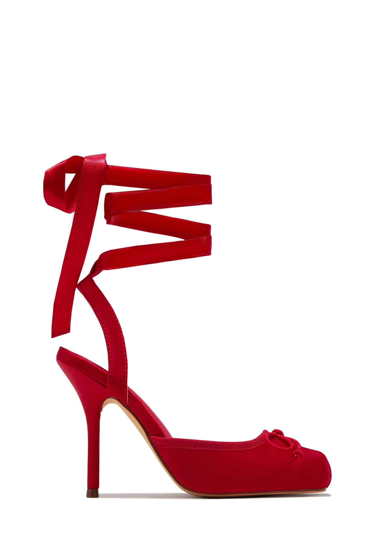 Arabesque Escarpins Ballet Lacés Rouge