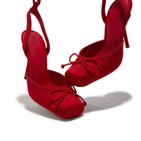 Arabesque Escarpins Ballet Lacés Rouge