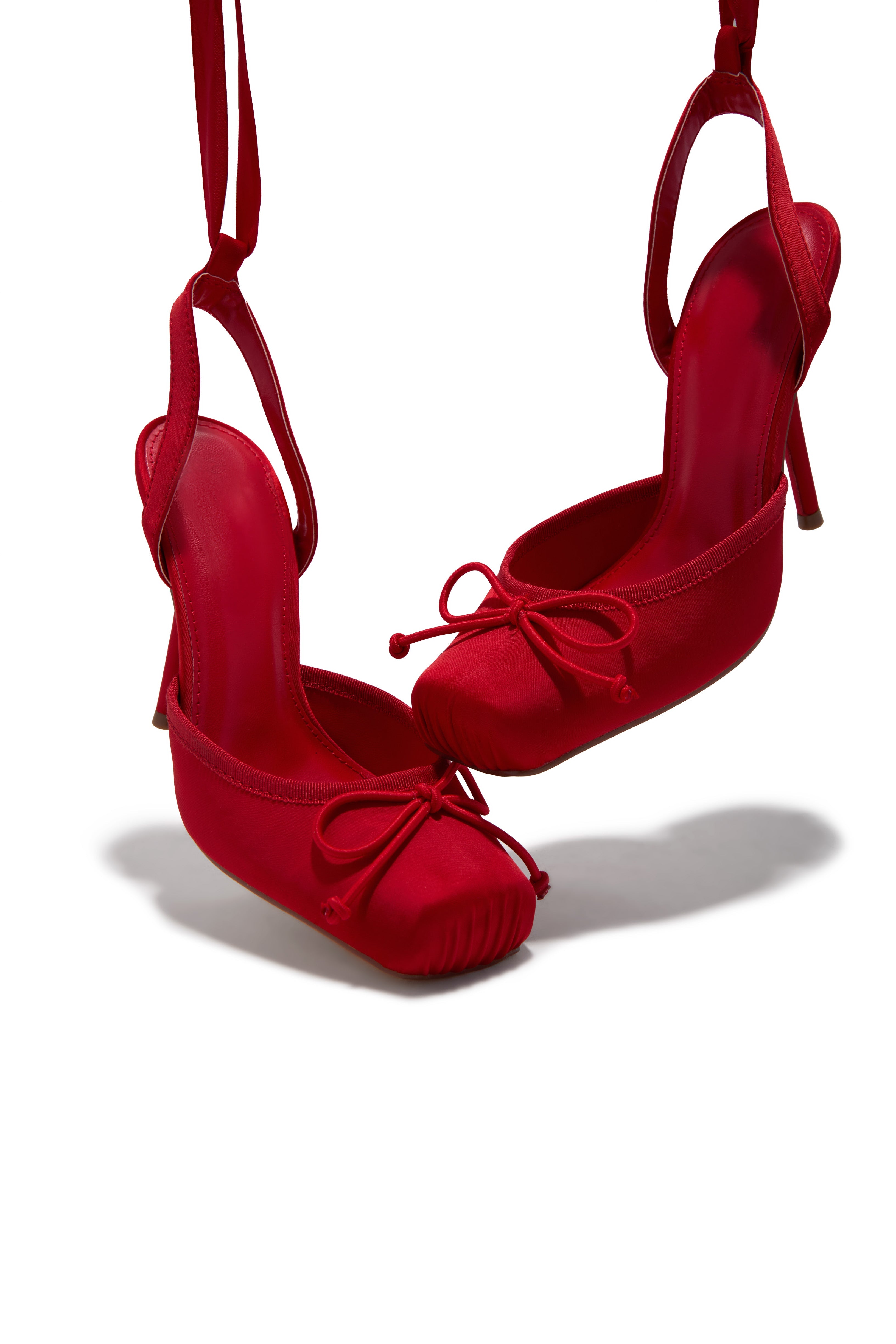 Arabesque Escarpins Ballet Lacés Rouge