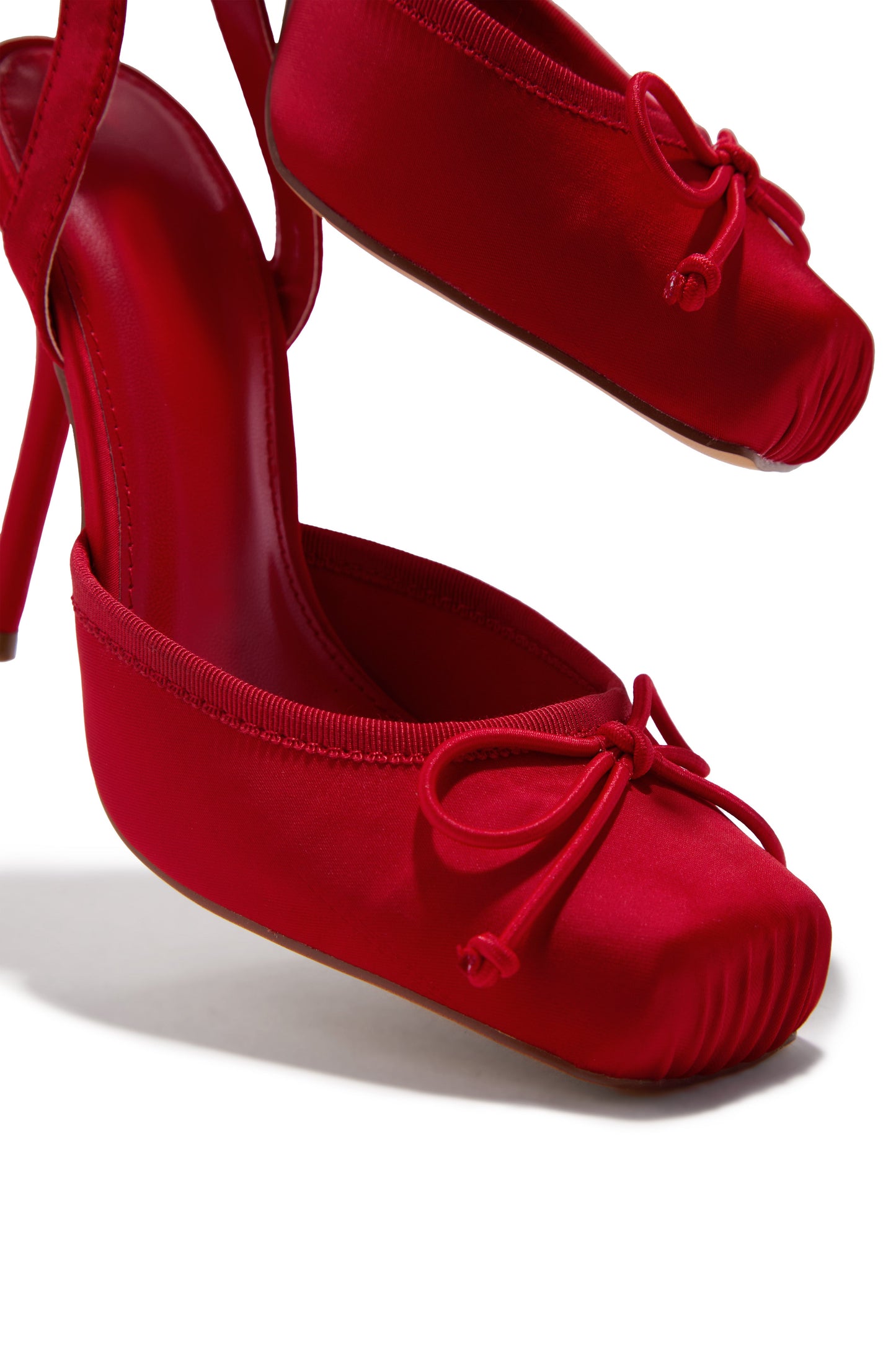 Arabesque Escarpins Ballet Lacés Rouge