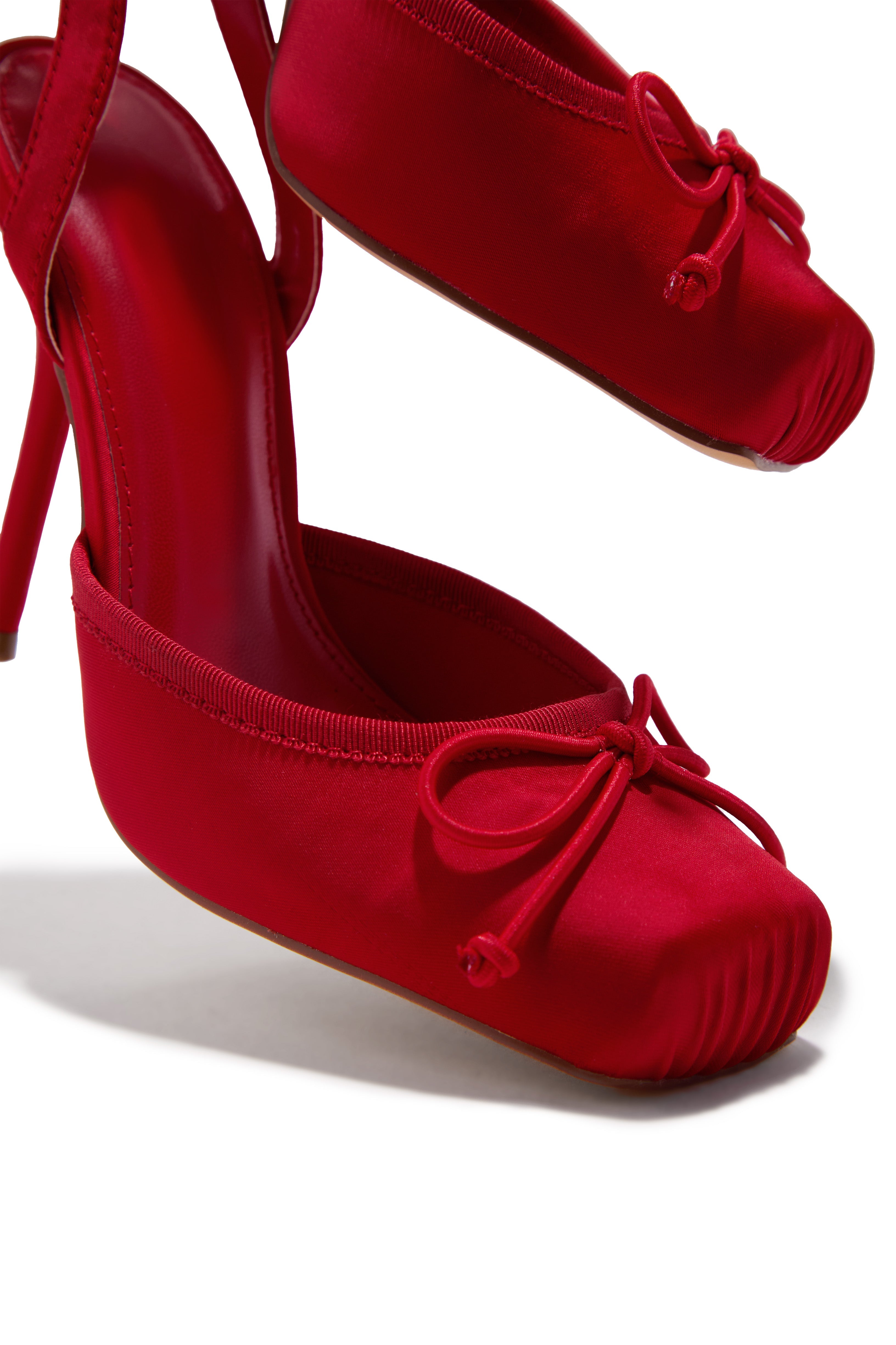 Arabesque Escarpins Ballet Lacés Rouge