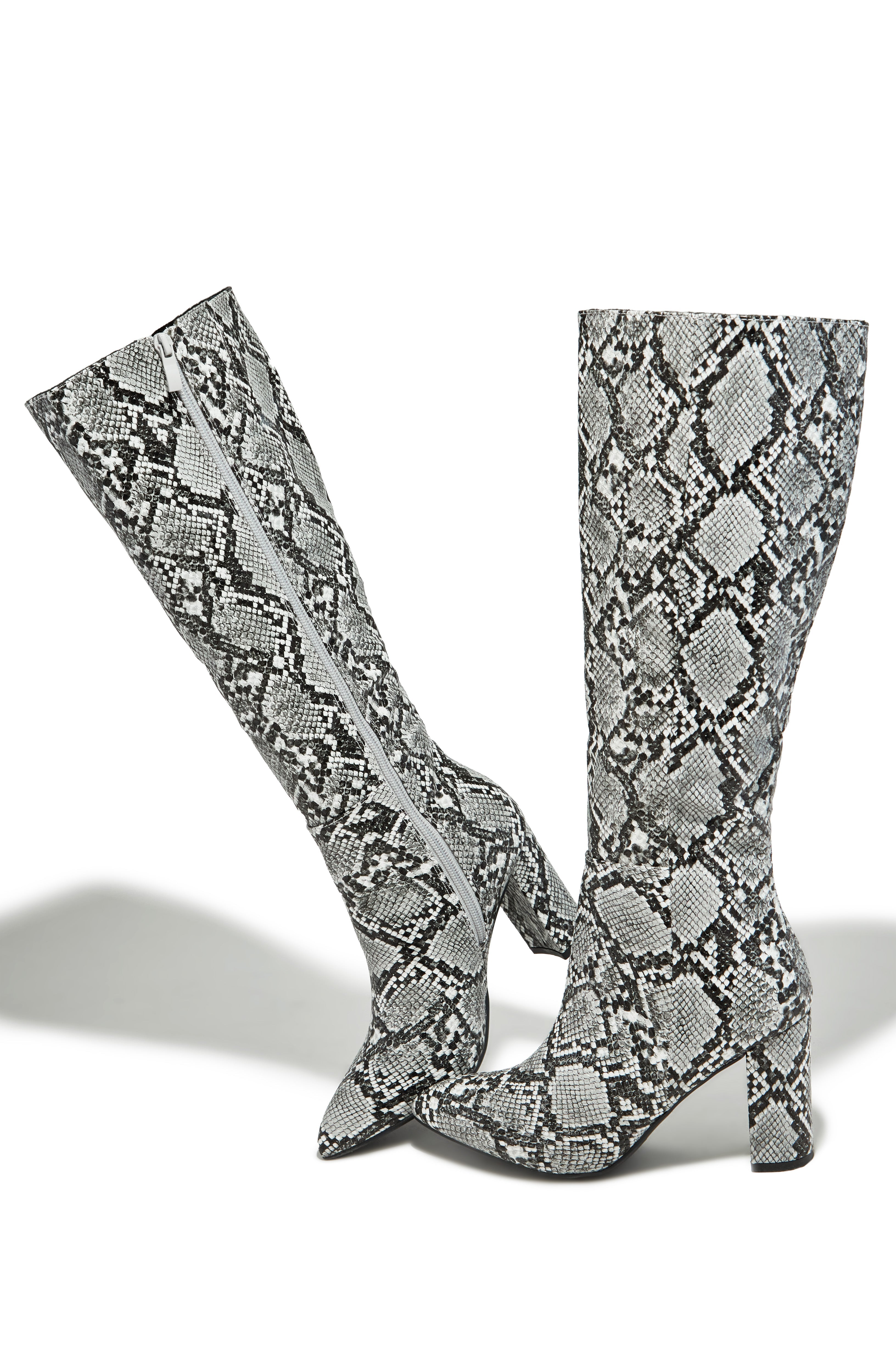 « Serpentine » — Bottes hautes à Talon Bloc, Effet Serpent