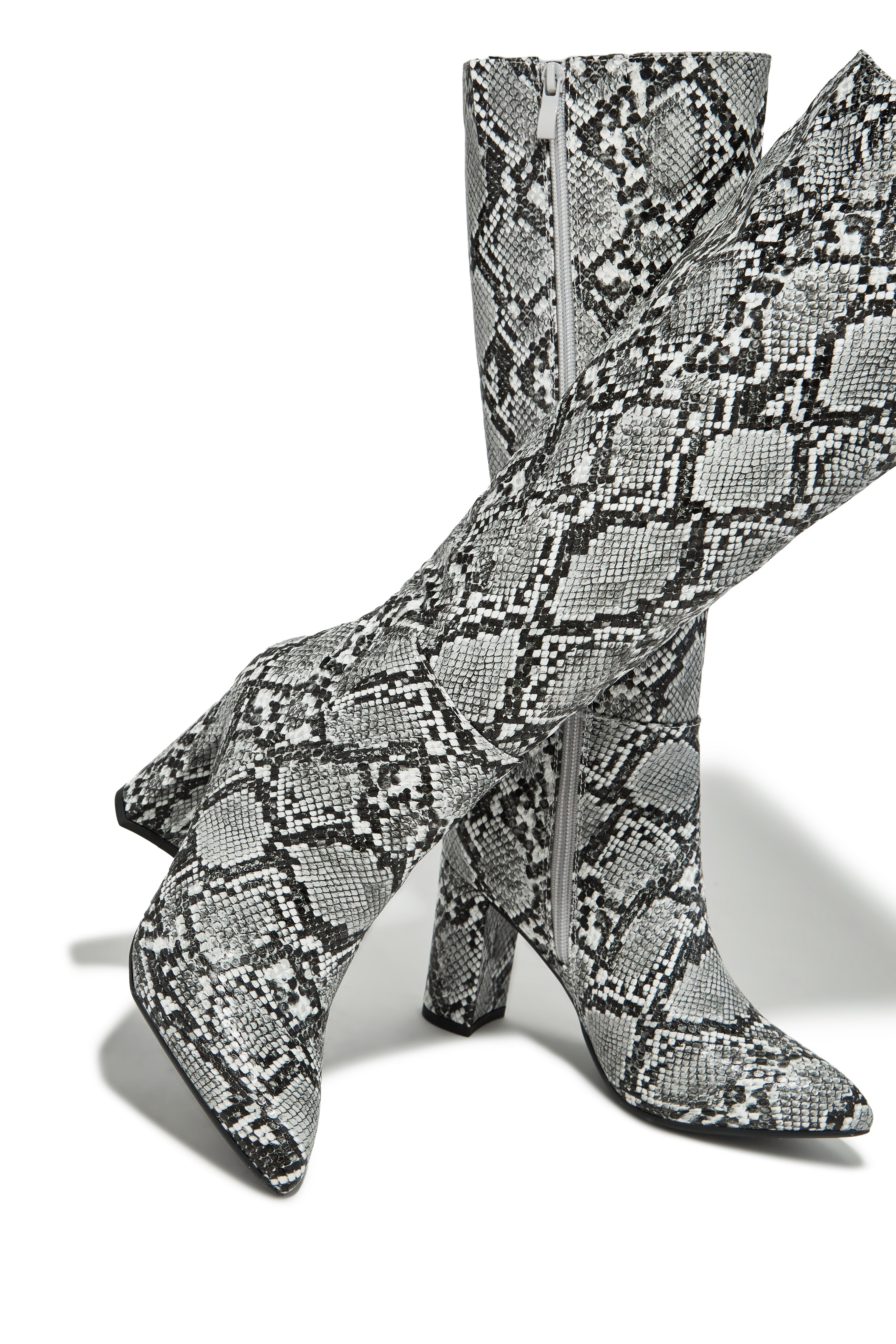 « Serpentine » — Bottes hautes à Talon Bloc, Effet Serpent