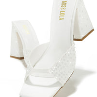 Mules Azaria Talon Bloc Blanc